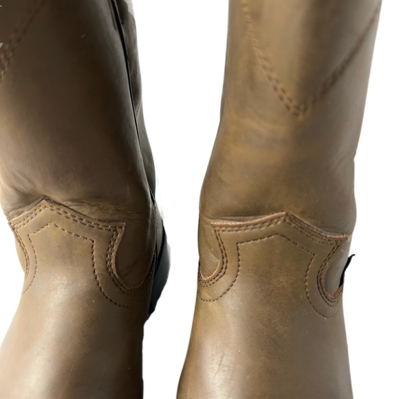 JUSTIN BOOTS BASICS JBL3001 7.5 B Brown Leather Mid-Calf Boot Western Roper Work - Picture 7 of 13